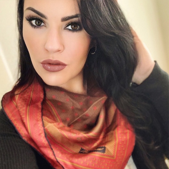 Chic_Classy Vintage Maroon Geometric Printed Square Scarf~By Designer Bill Blass - Picture 5 of 16